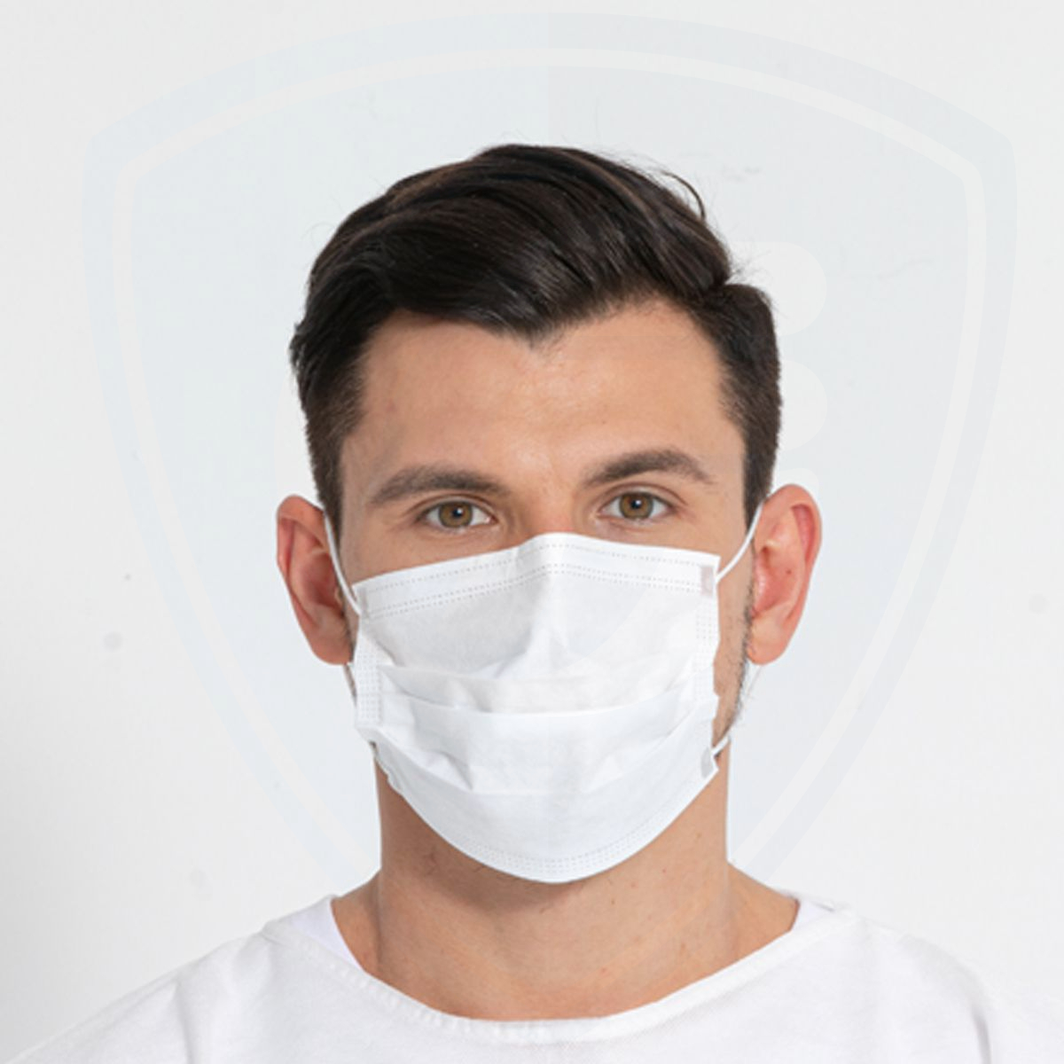 Masques faciaux blancs jetables revêtement de masque chirurgical dentaire à 3 plis