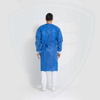 Robes d'isolation jetables bleues imperméables avec manchette en tricot sans latex