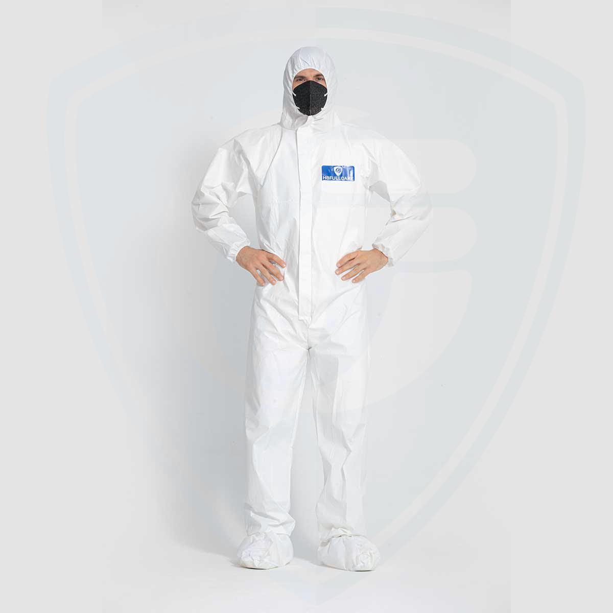 Capuche attachée par vêtements de travail protecteurs jetables blancs de peinture de jet de sécurité